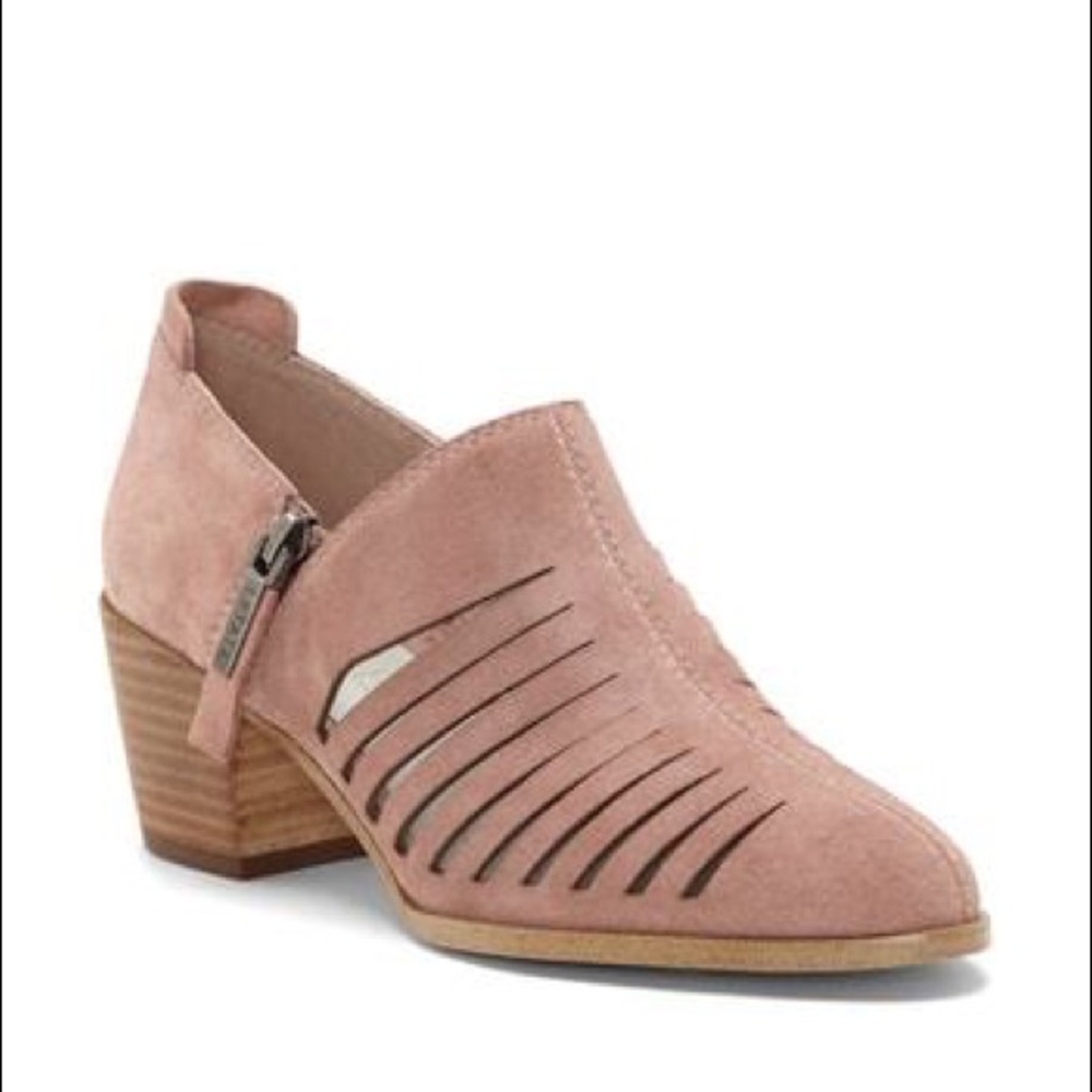 Blush suede booties